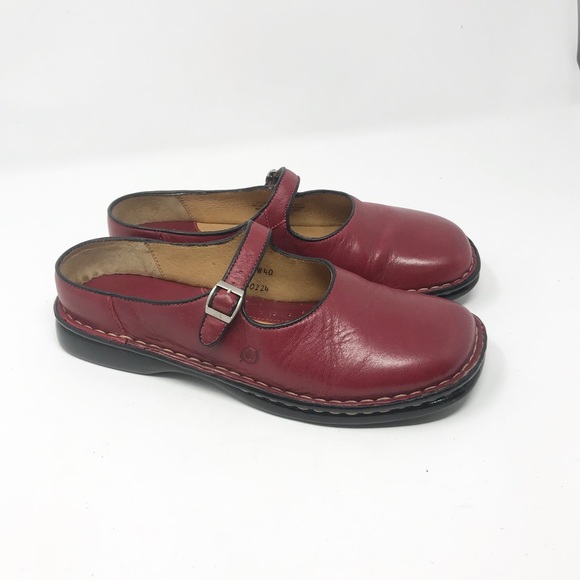 red mary jane clogs